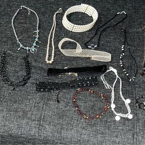 Vintage y2k retro choker necklace lot 15 chokers